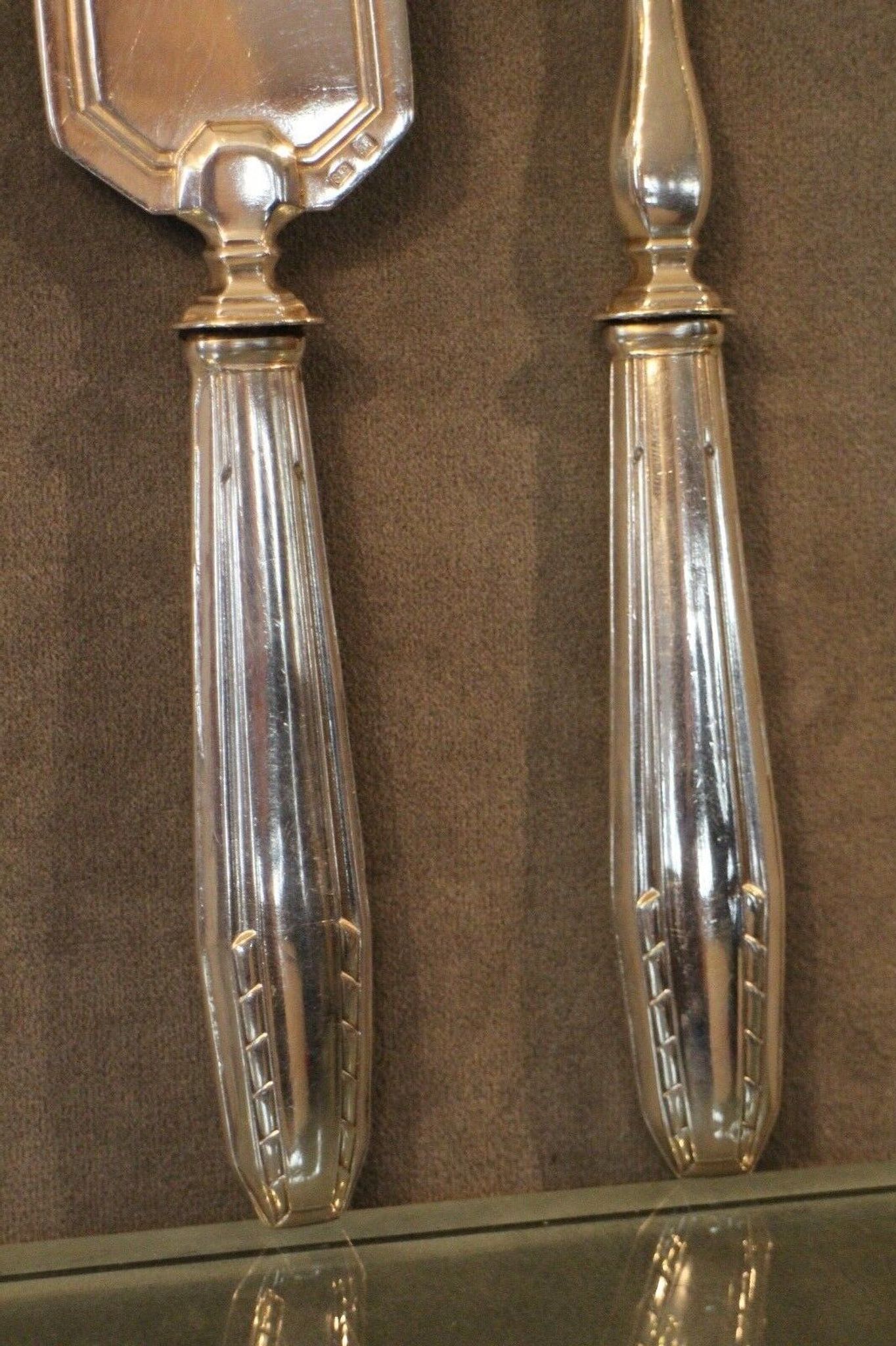 Silver metal fish service design 1930-1950