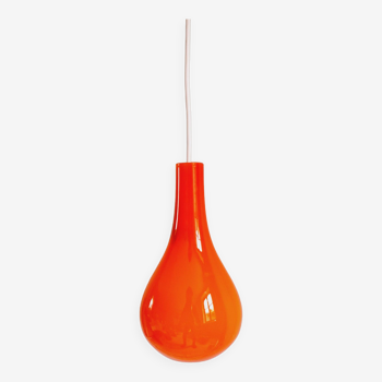 Scandinavian pendant light in orange opaline, 1960s