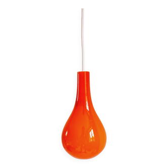 Scandinavian pendant light in orange opaline, 1960s