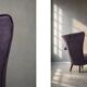 Vintage Mid-Century Scandinavian Modern Oak & Purple Fabric High Back Wing