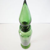 Italian decanter in green blown glass empoli