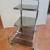 Serving base chrome smoked glass 3 trays of the 60s / 70s