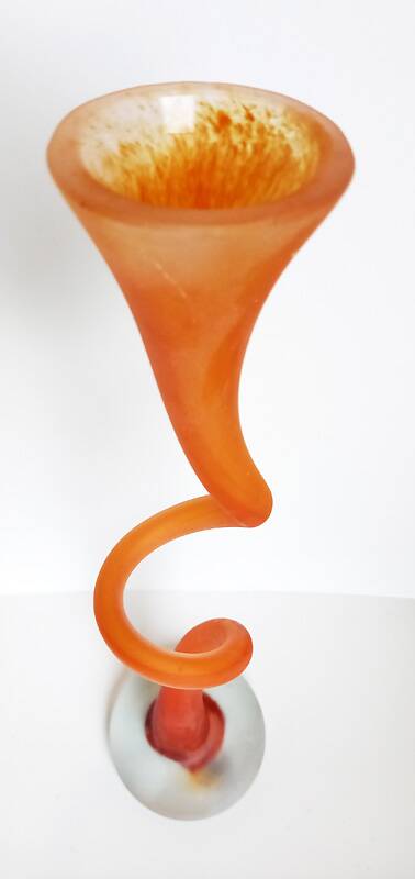 Grand vase soliflore vintage en verre soufflé