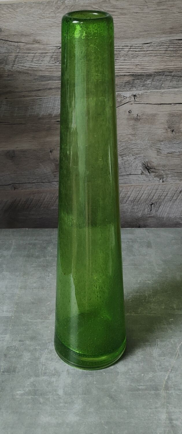 Green bubble glass vase