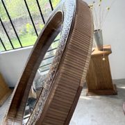 Woven wicker round mirror 1960