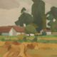 Mid Century Swedish Oil on Canvas – “Village” by Richard Björklund