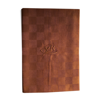 Pure old linen tablecloth tinted in speculoos