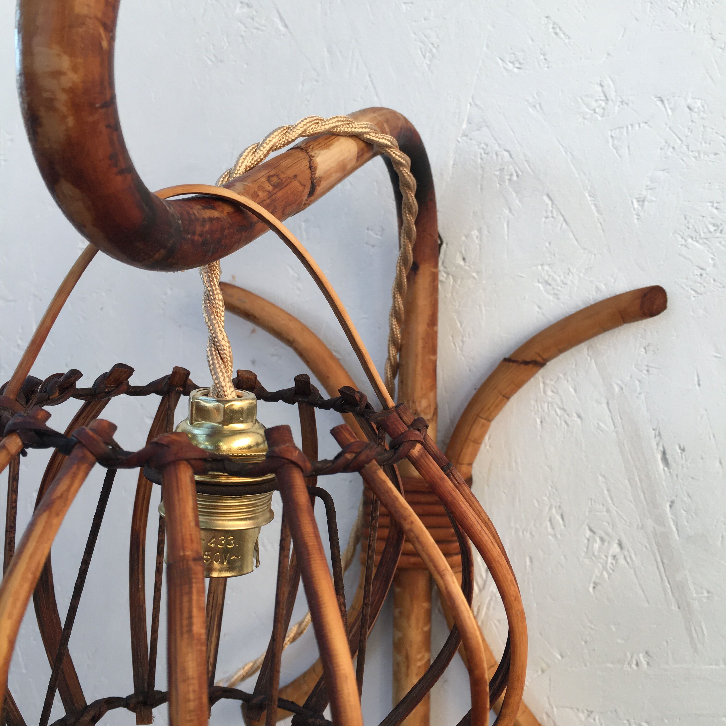 Pair of 60s rattan wall light