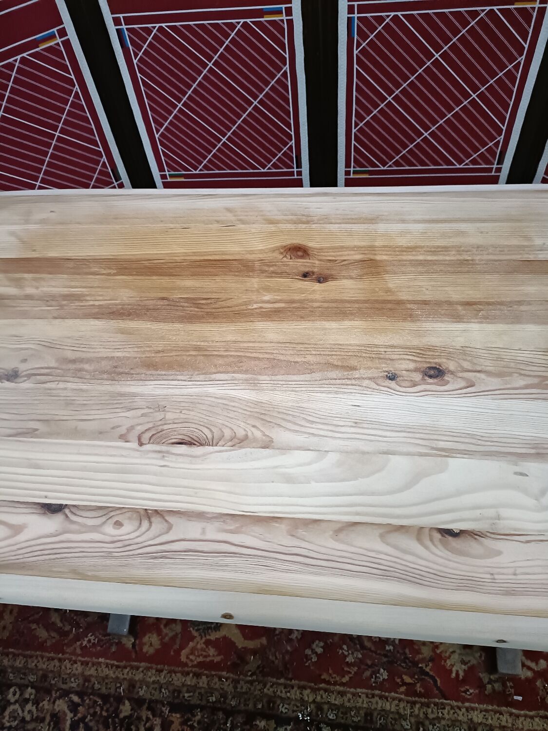 Solid pine bistro table with sanded top, 50s