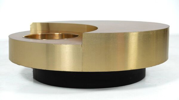 Trg'' circular coffee table with bar by willy rizzo,1970