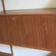 Modular 3-compartment teak wall shelving system with desk and lighting by Kai Kristiansen for FM, Denmark, 1960s