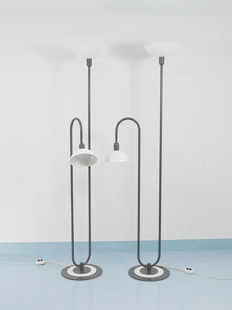 2 Postmodern 1980s Memphis Style Uplighter Floor Lamps, Torchiere, Italy, 1980s