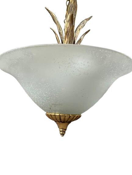Glass and gold metal pendant light