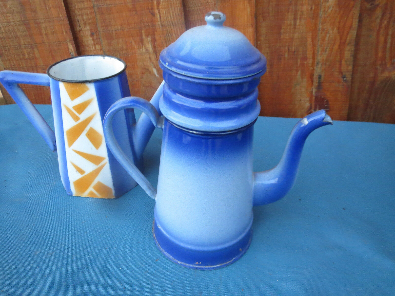 Old enamelled coffee makers old blue vintage kitchen popular art