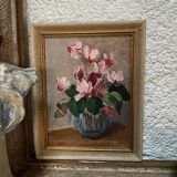 Small old framed oil on cardboard