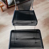 Suite of 6 Chairs and 1 Scoubidou stool André MONPOIX 1960