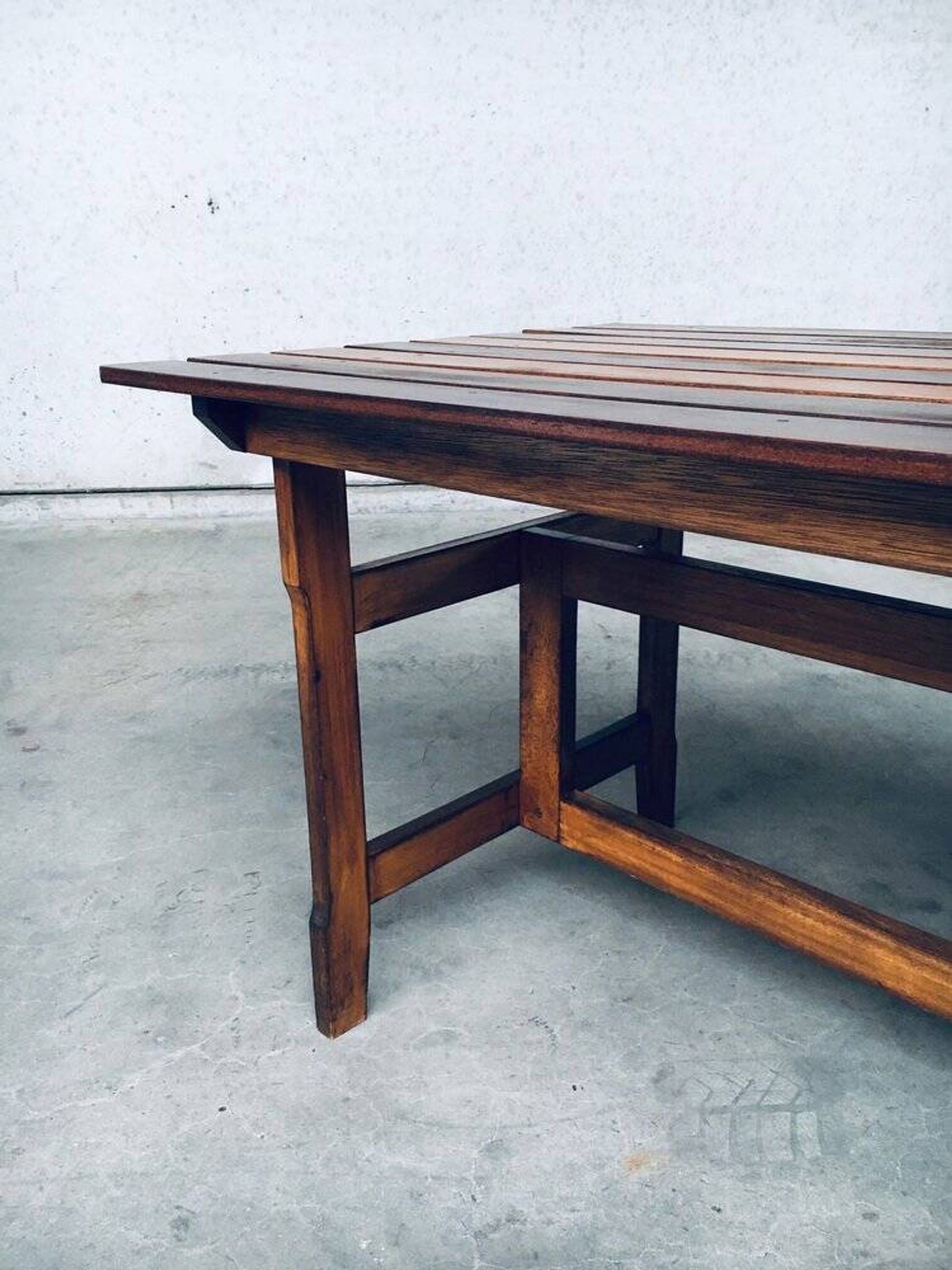Patinated Wood Garden Table, 1970s