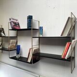 Modular black metal shelf