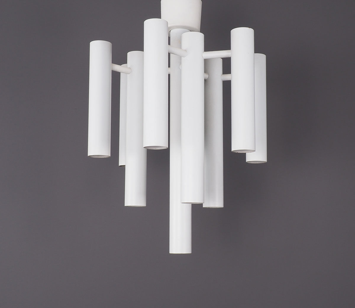 Plafonnier en métal blanc par Temde, années 1970