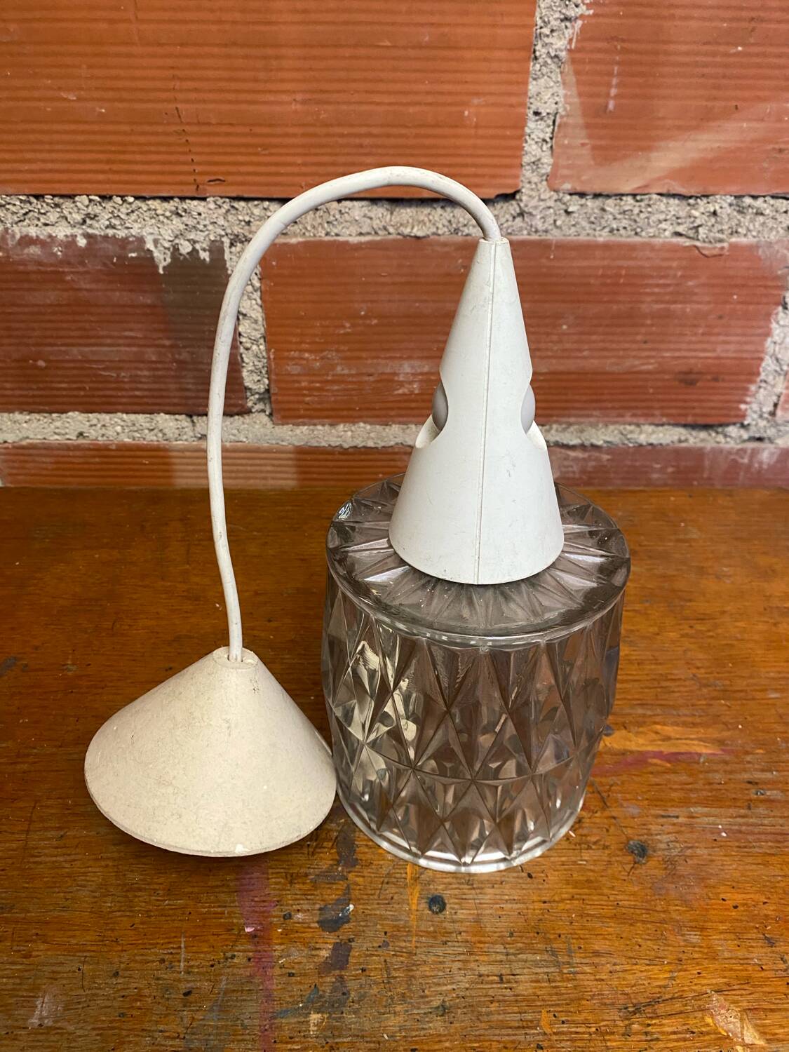 Antique Pendant Light Molded Glass 70s Vintage