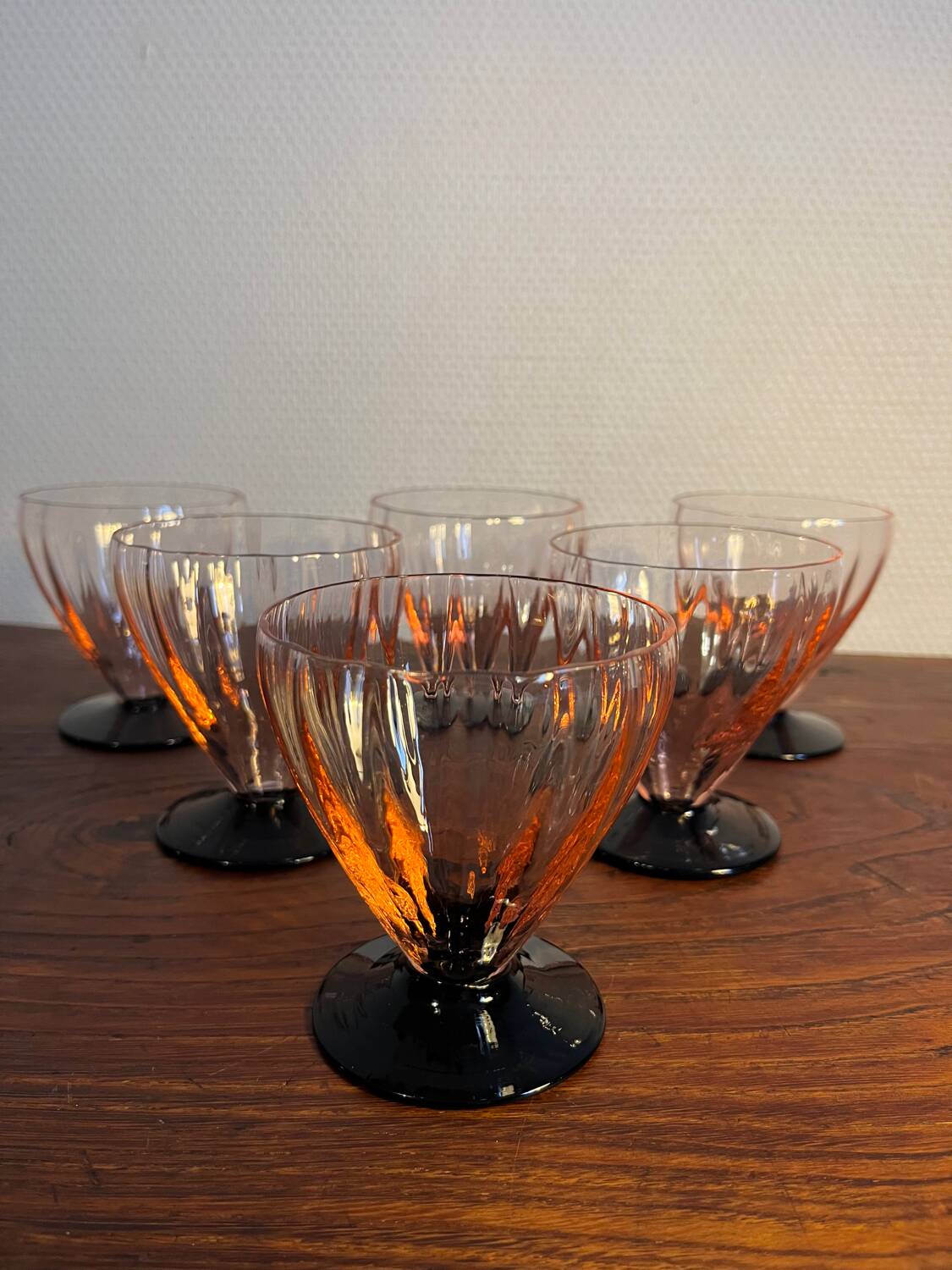 Art Deco sorbet ice cream cup in bubbled glass from the 60s