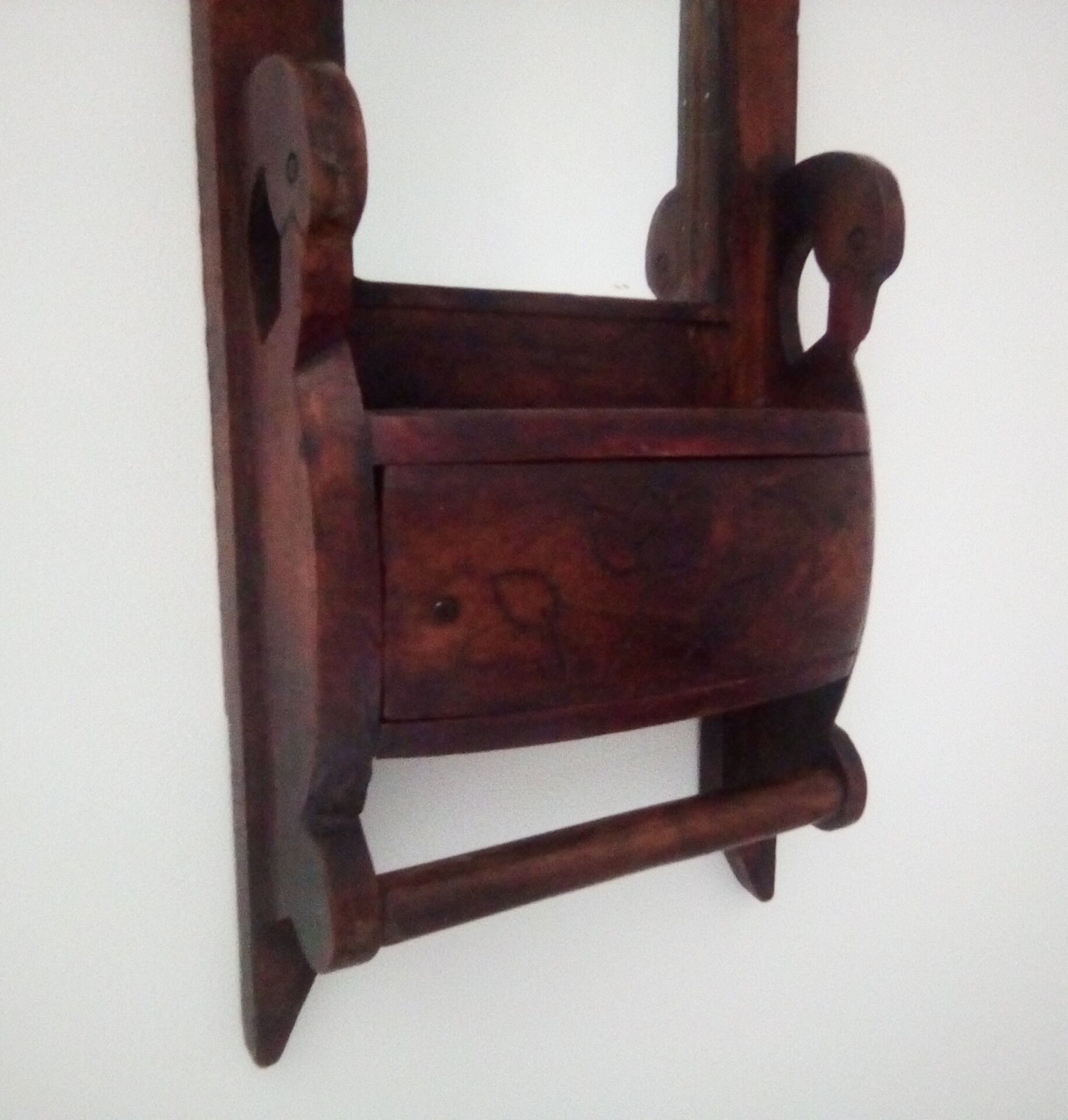 Old art deco barber mirror in teak