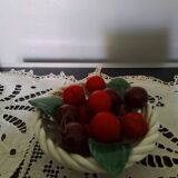 Small basket of ceramic fruit