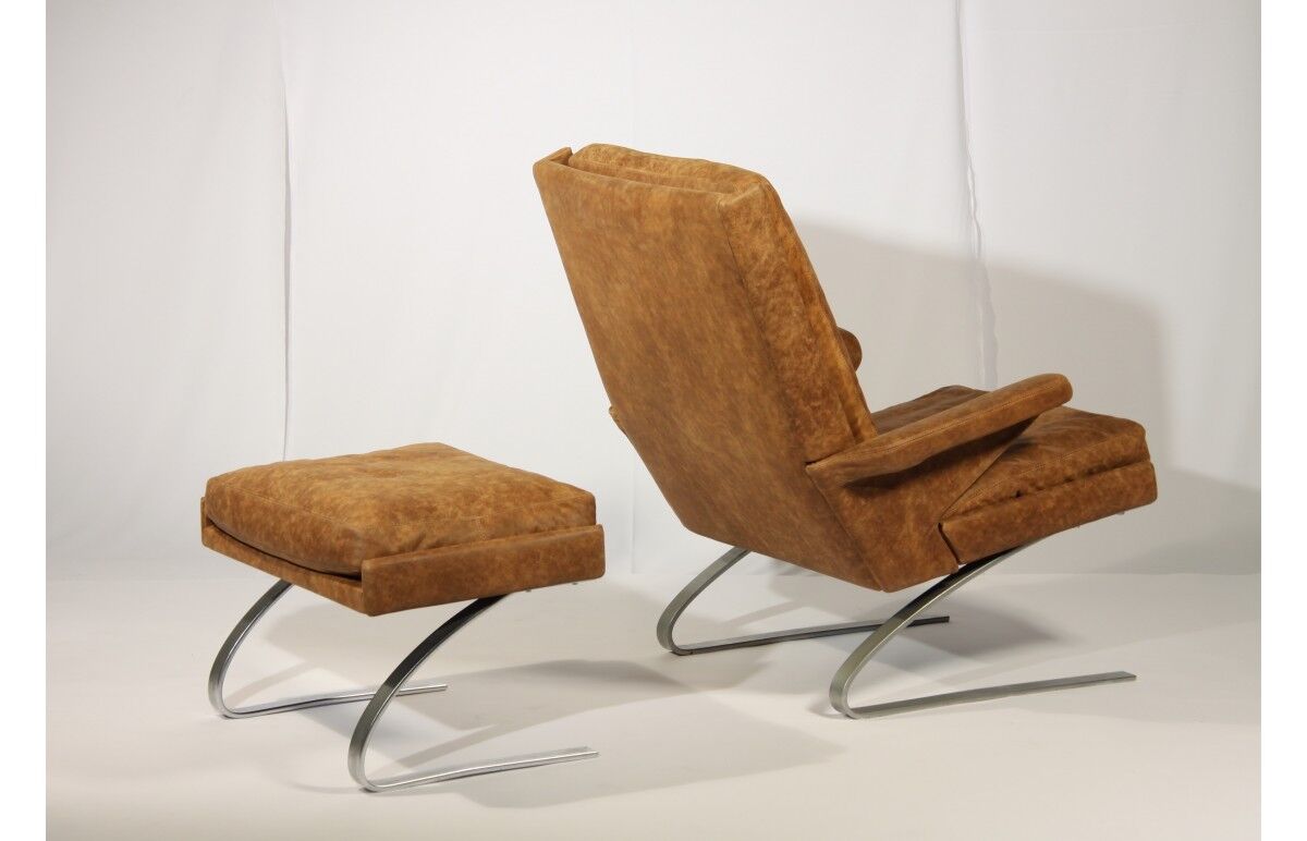 Armchair "Swing" and Ottoman by Reinhold Adolf and Hans-Jürgen Schrapfer for Horn, 1970 s
