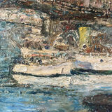 Mediterranean port, oil on canvas knife technique