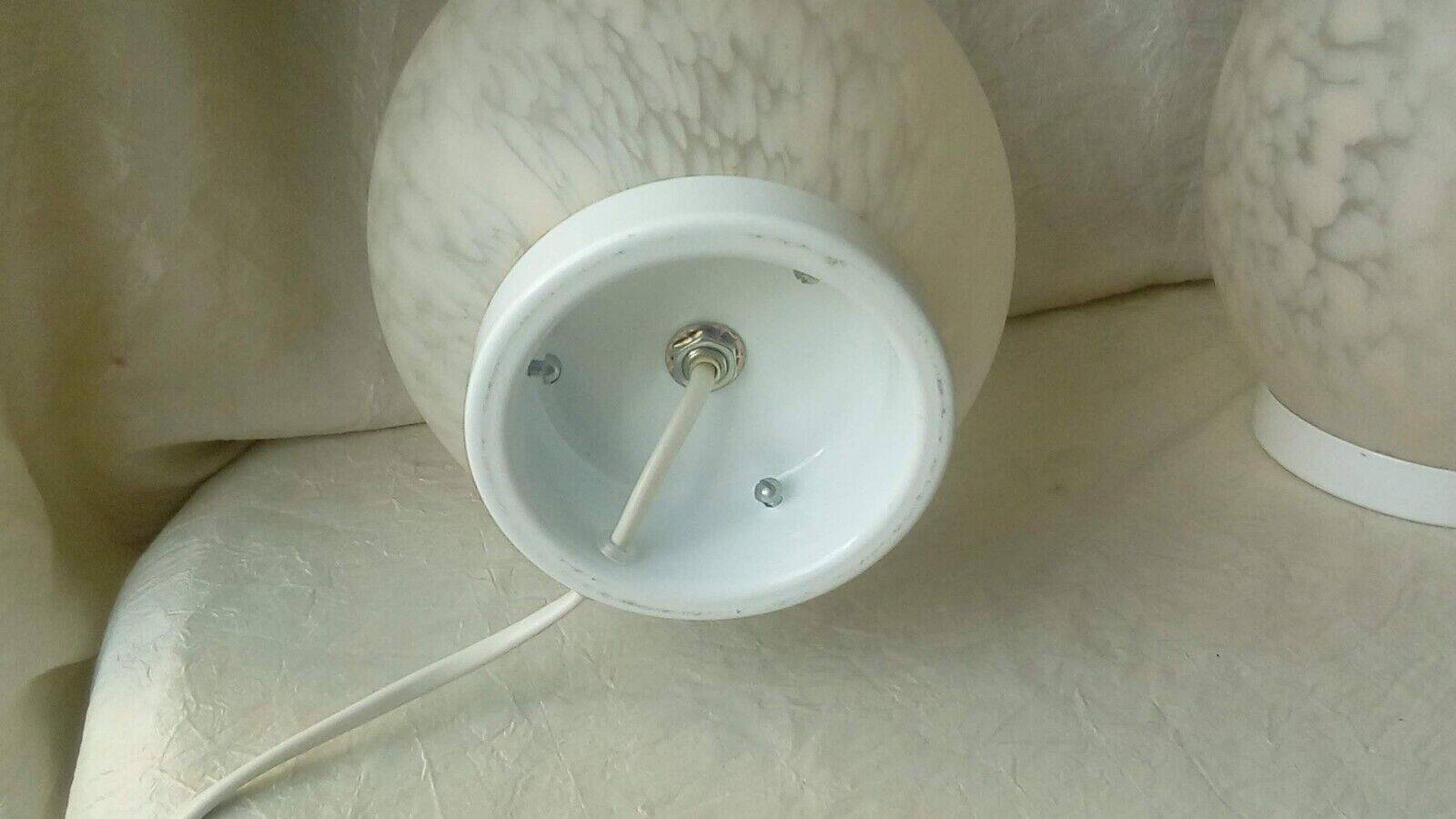 Pair of marble glass egg lamps