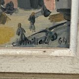 Oil on canvas by Charles Maillard the port of Nantes 20th century