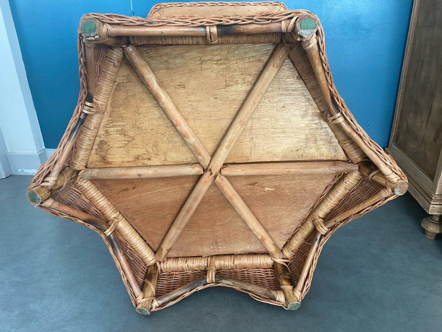 Rattan side table