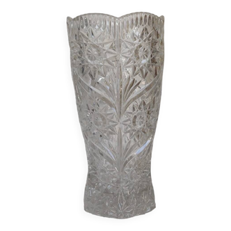 Large molded crystal vase