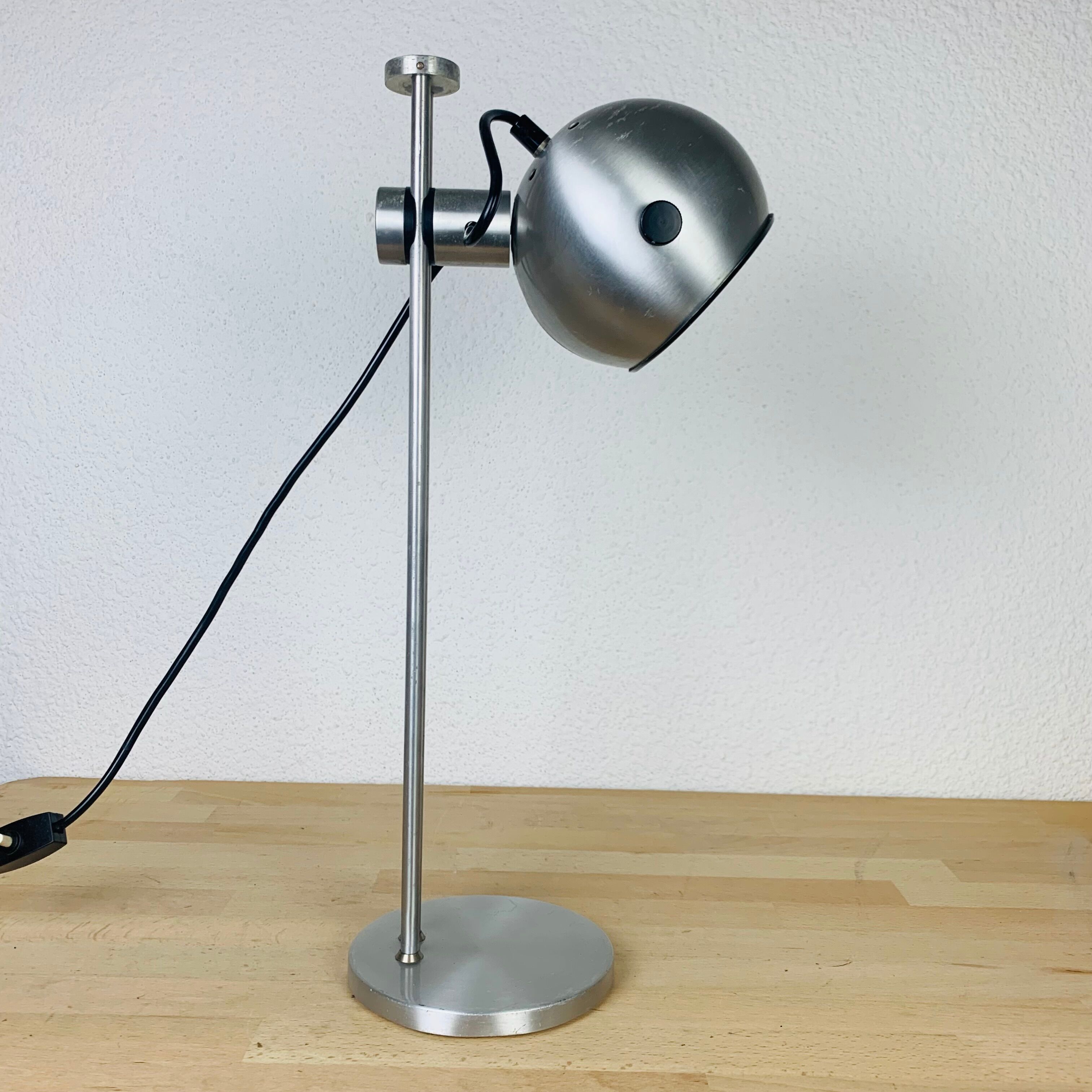 Spot lamp eyeball brushed aluminum 70s