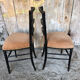Pair of chairs napoleon 3 black wood & seat velour pink vintage #a196