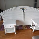 Set rattan headboard +2 matching bedside tables