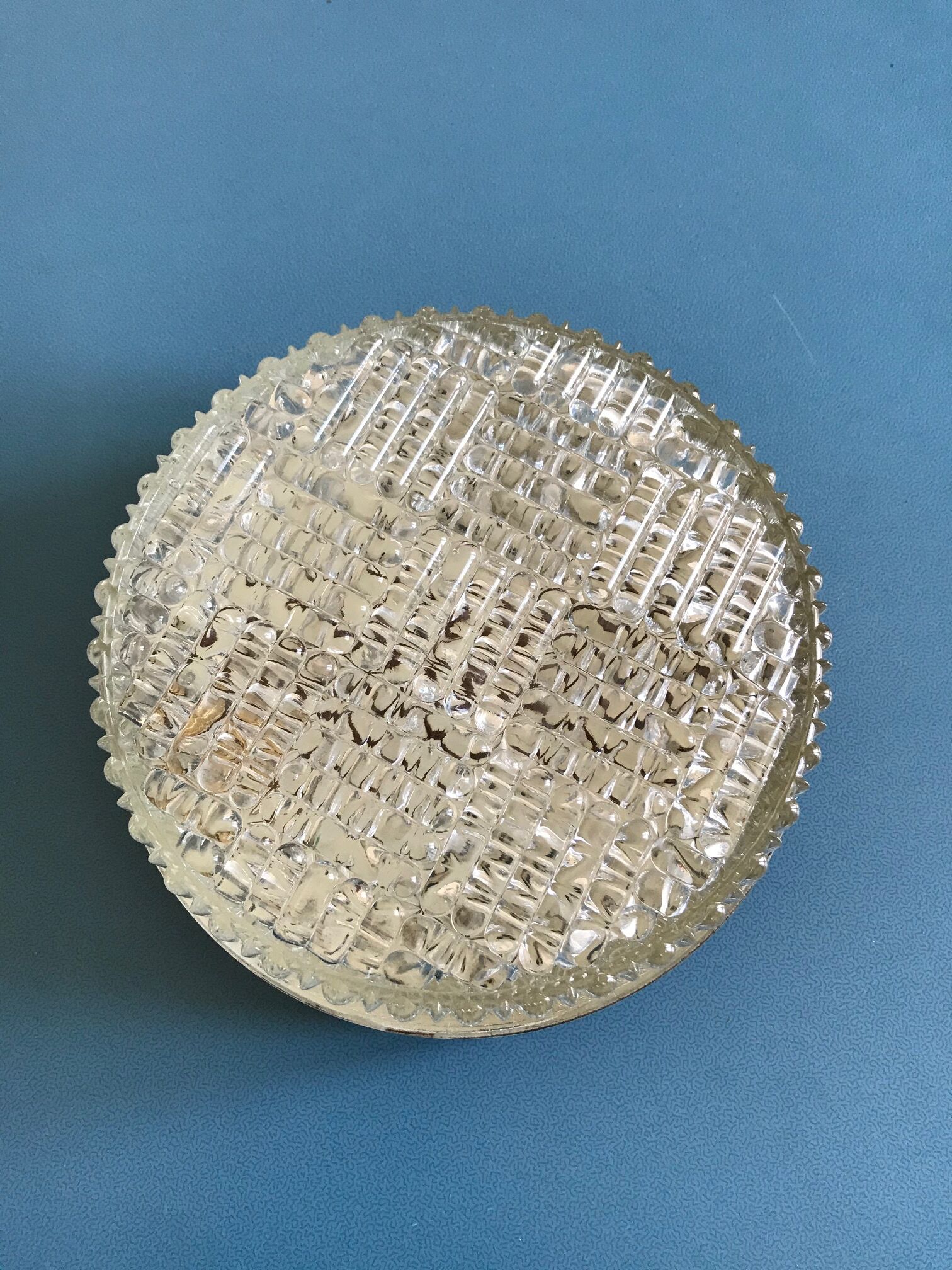 Round glass laminated ceiling light 1960