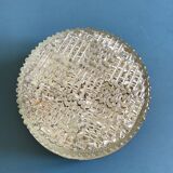 Plafonnier rond en verre bullé années 60