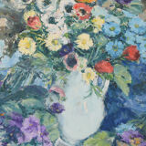 Still life with flowers and photograph