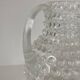 Beautiful and large vintage glass jug with a handle, made of clear hot-worked glass.