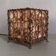Pair of ethnic table lamps - braided water hyacinth roots, wrought iron, cotton