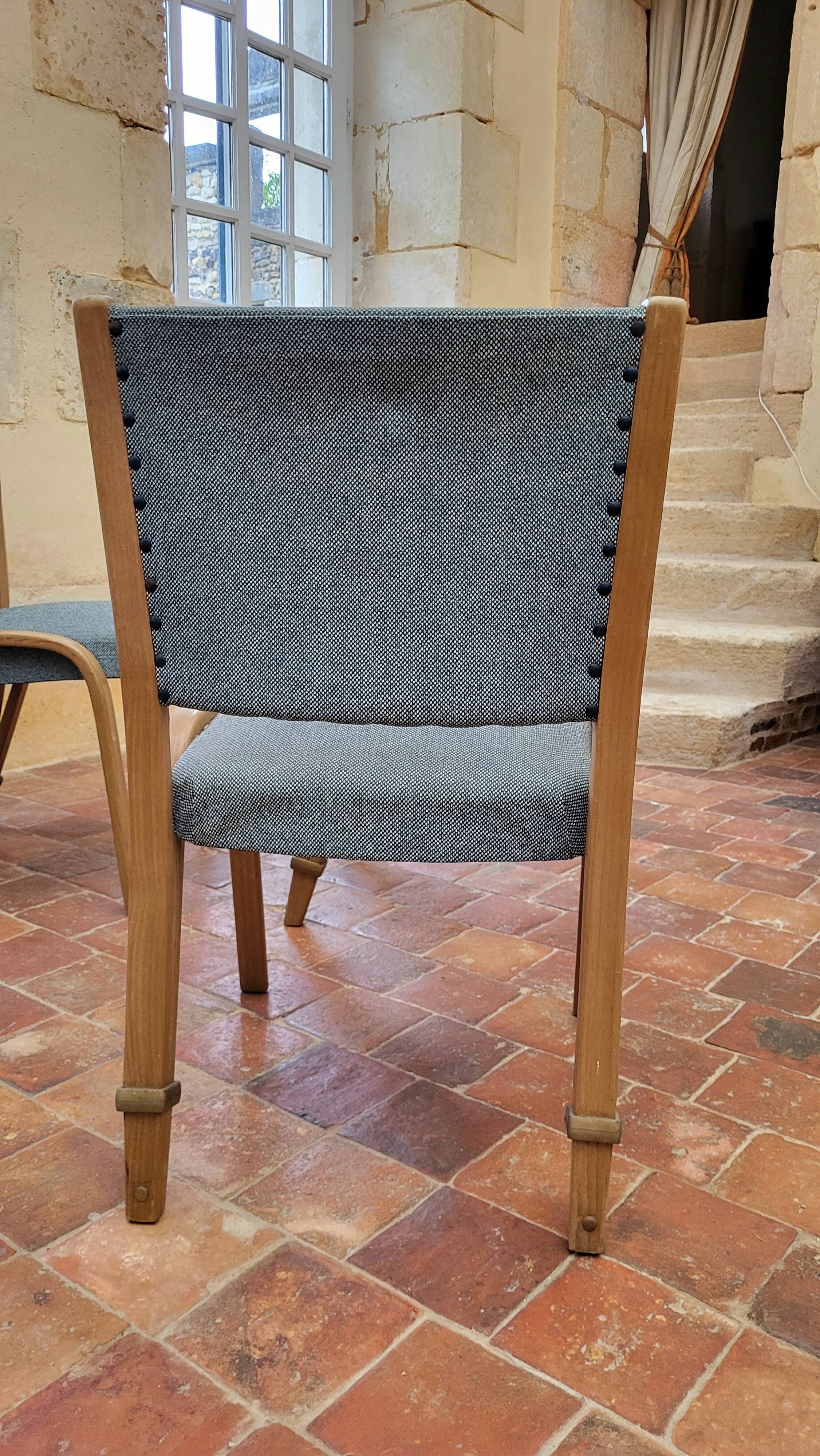 4 chaises Bow wood édition Steiner 1950