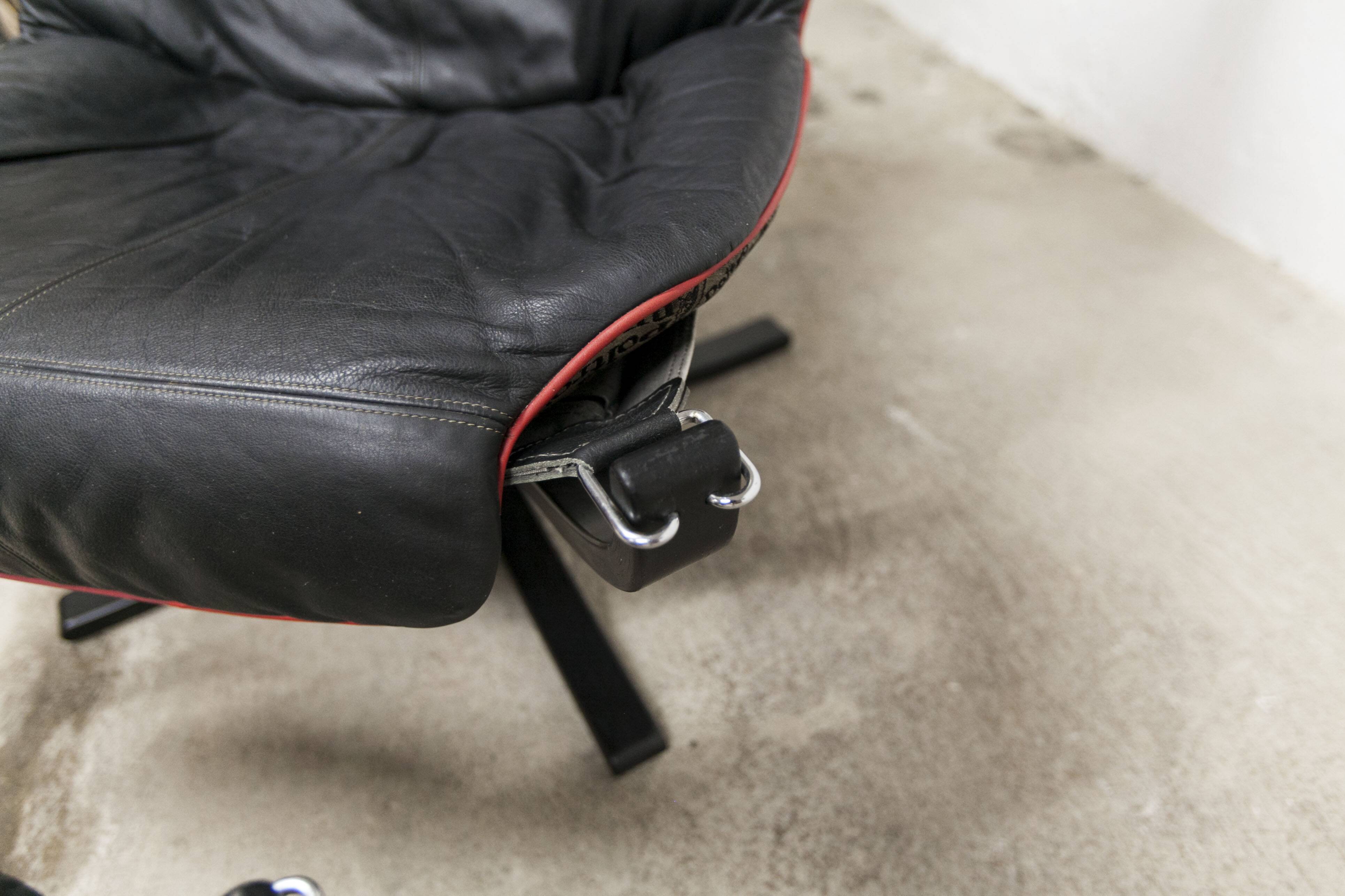 Set of armchair + ottoman viking p97 by Sigurd Russell for Poltrona Frau