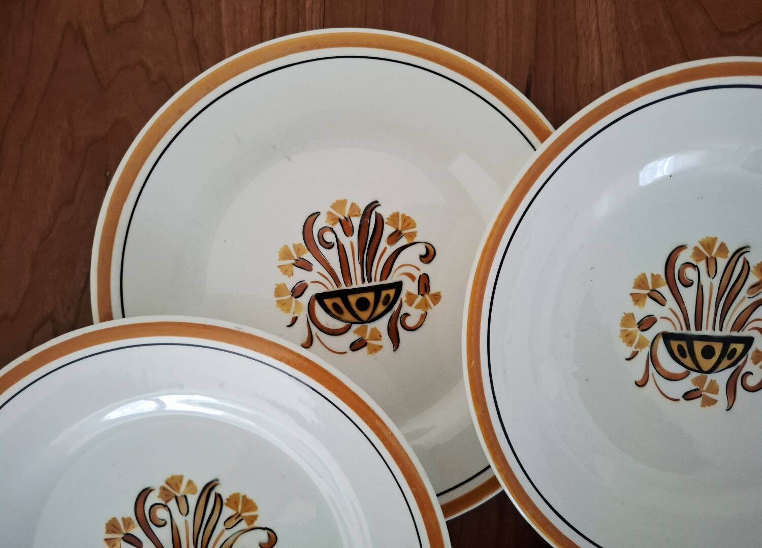 Antique Creil and Montereau Earthenware Dessert Plates, Eye Pattern