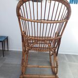 Rocking chair en rotin des années 60