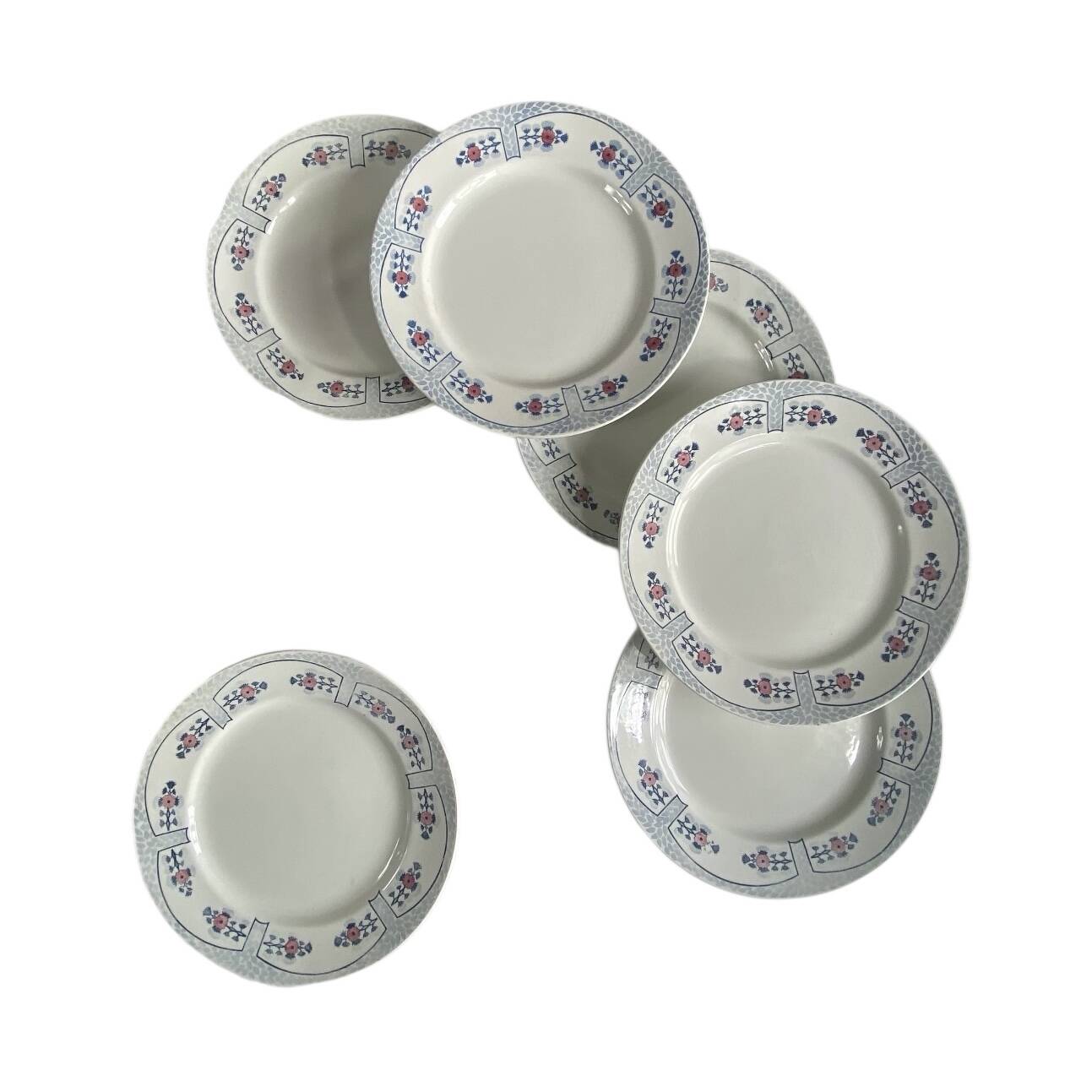 6 flat plates Creil and Montereau Toledo antique earthenware