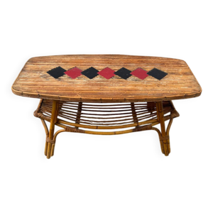 Table basse rotin bambou