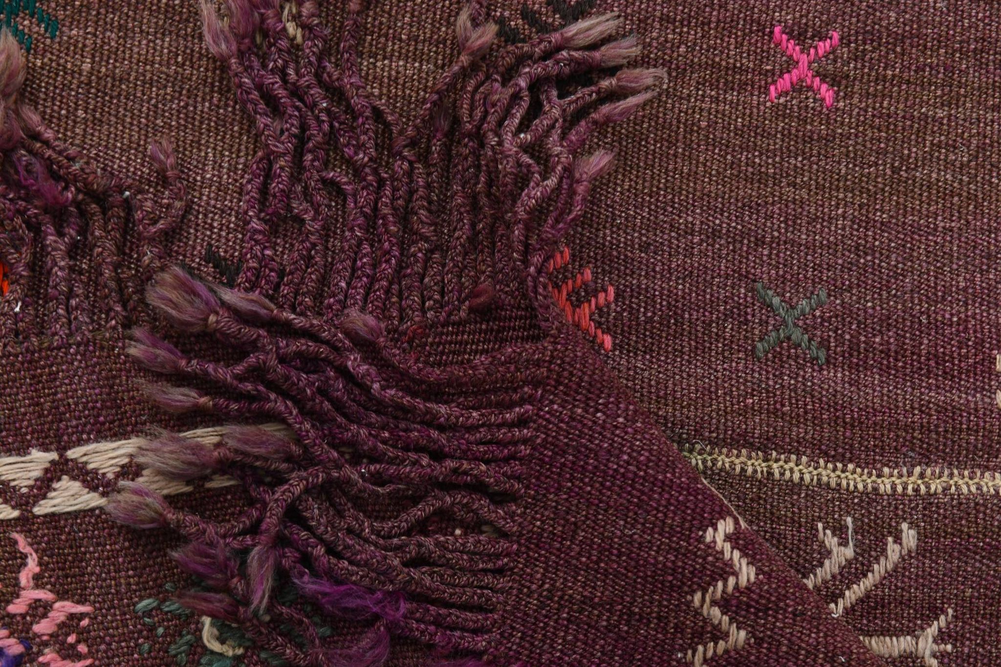 Burgundy Art Deco Vintage Kilim Rug, 118x124Cm