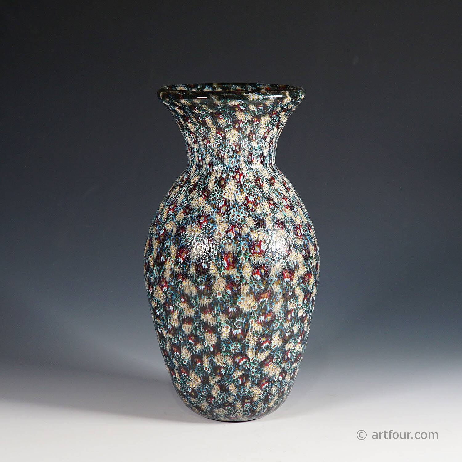 Vase Vittorio Ferro with opaque Murano murrine from around 2000.
