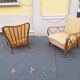 Armchairs in Wood and Yellow Fabric from Paolo Buffa, 1940s, Set of 2